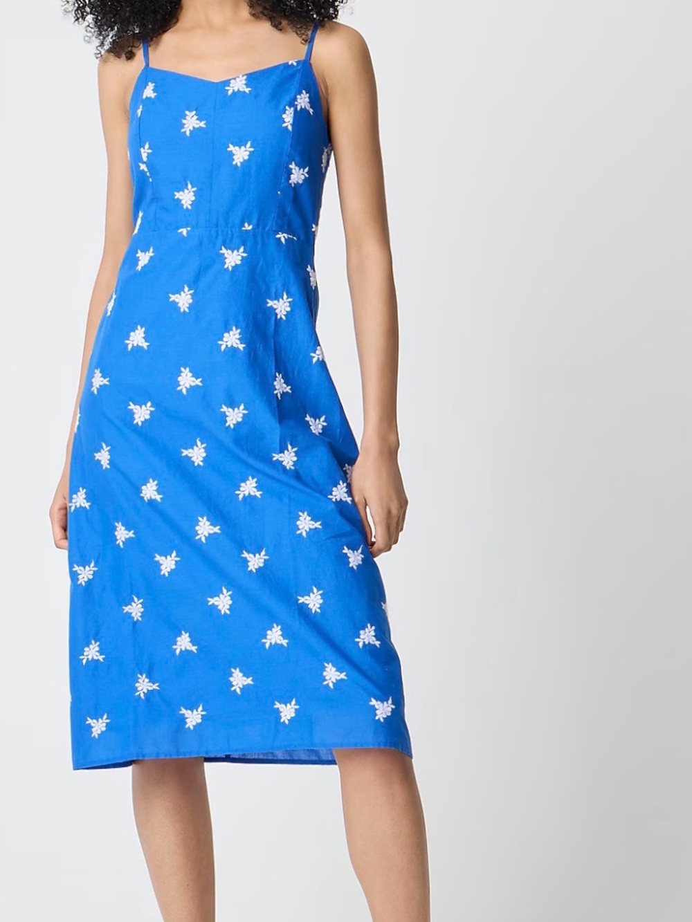 J Crew Blue Floral Spaghetti Strap Midi Dress